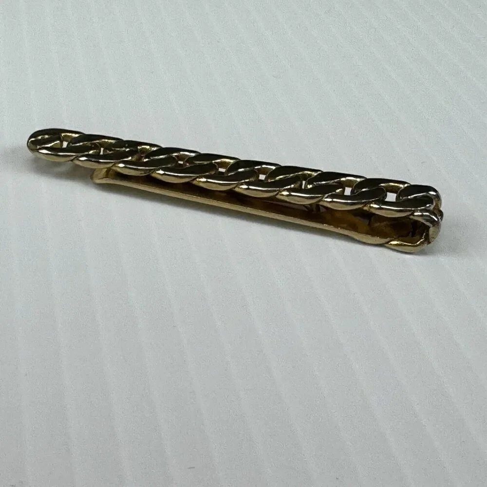 Vintage SWANK Gold Tone Chain Link Tie Bar Men’s Classic Formal Jewelry